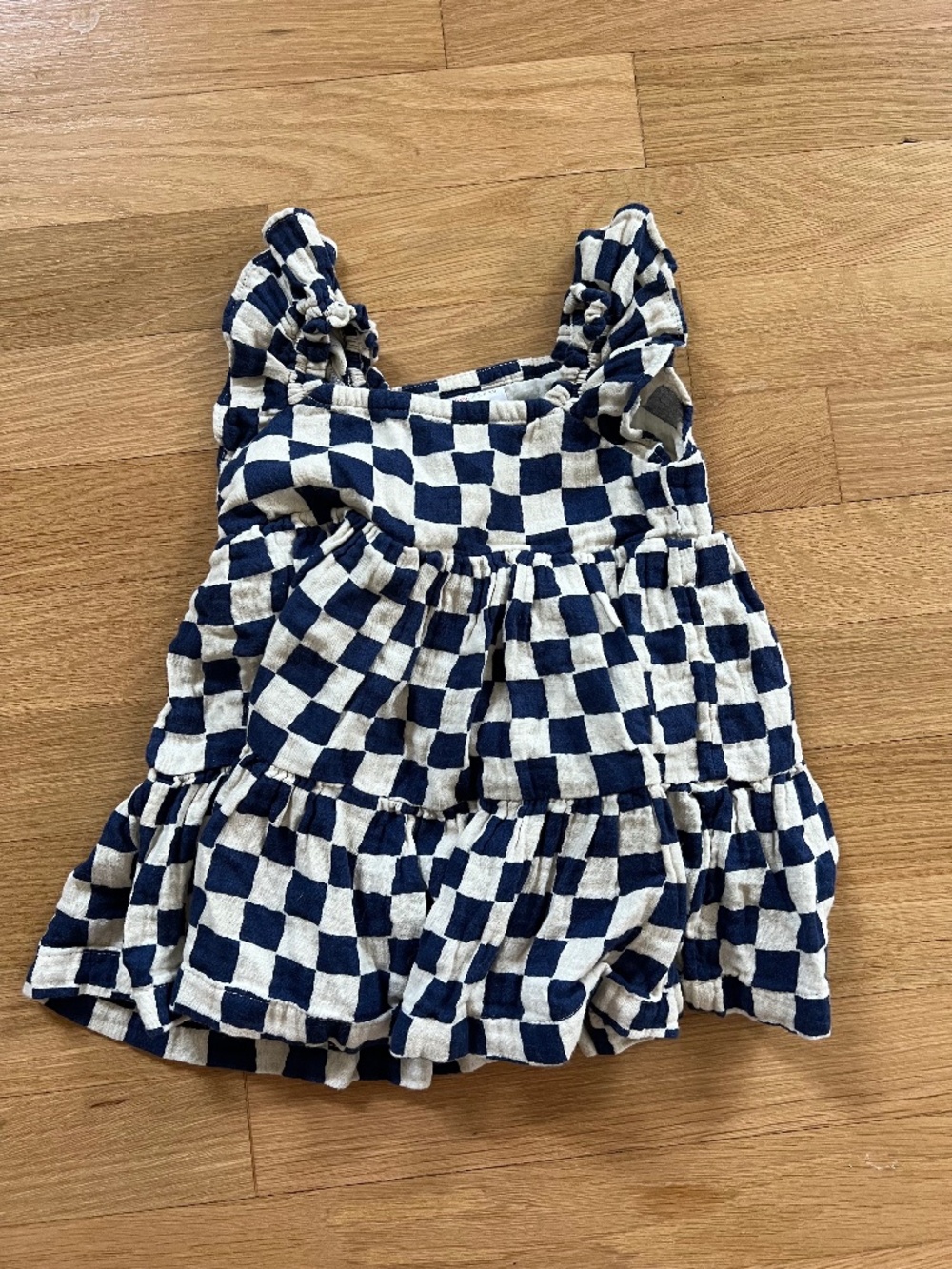 Blue and white checkered dress